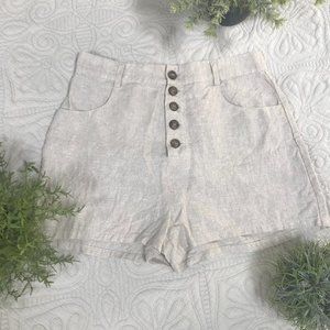 Reformation button front linen shorts